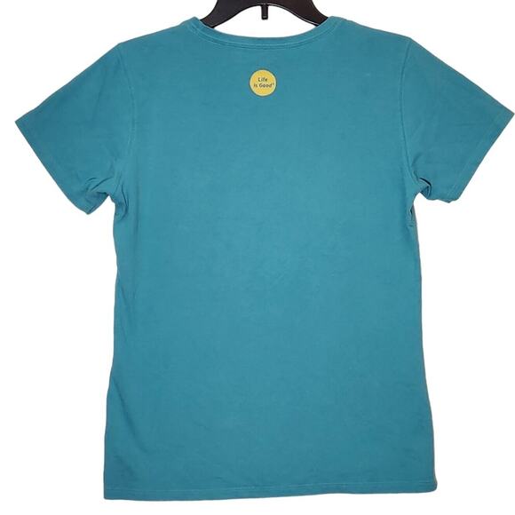 LIFE IS GOOD WOMENS T-SHIRT FOOTBALL BLUE TEAL COLLEGE NFL GAME DAY SZ MEDIUM - Picture 2 of 6